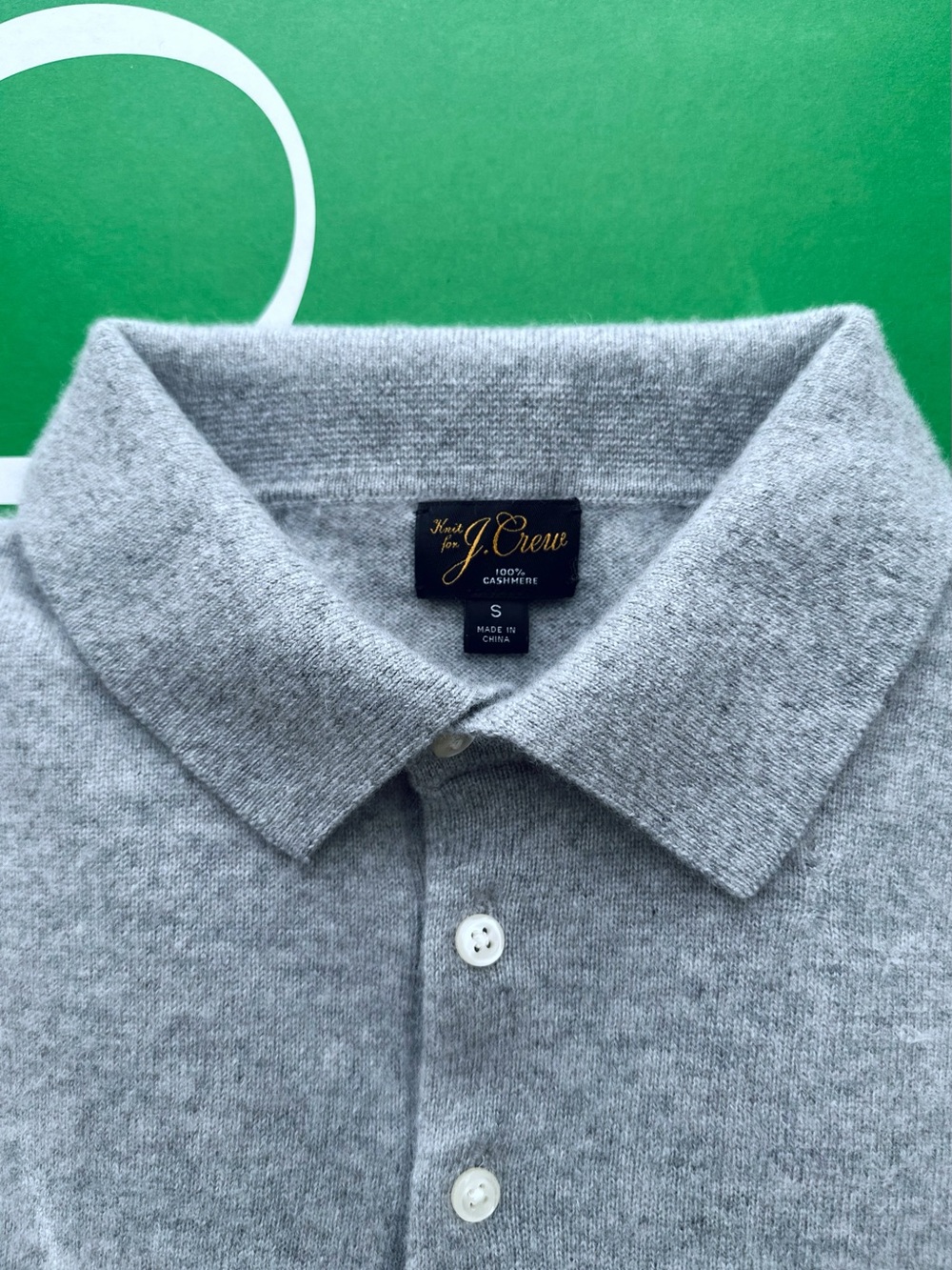 J.Crew Women’s Size S 100% Cashmere Long-Sleeve Polo Sweater – Gray